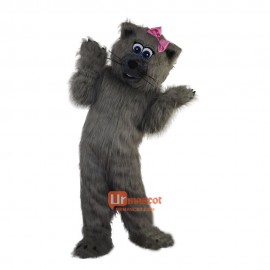 Grey Cat Cartoon Mascot Costume Plush with Mask