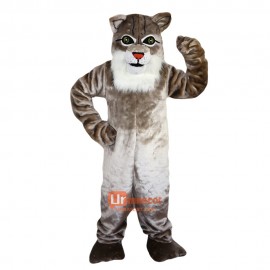 Grey Cat Cartoon Mascot Costume Plush with Mask