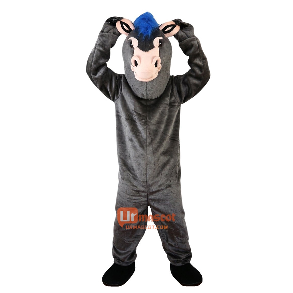 Grey Donkey Ass Cartoon Mascot Costume Plush with Mask