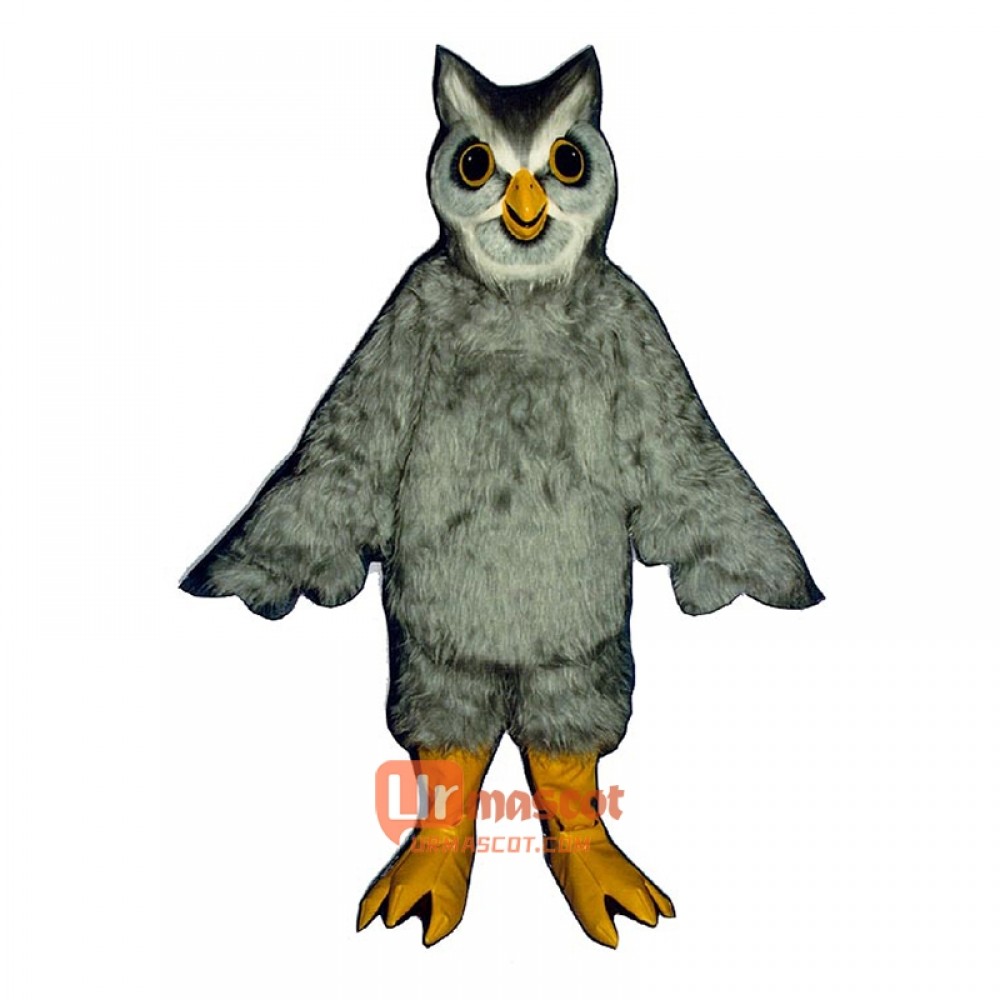 Grey Owl Cartoon Costume Mascot