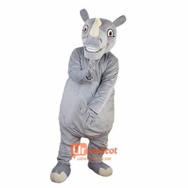 Grey Rhinocero Cartoon Mascot Costume Plush with Mask