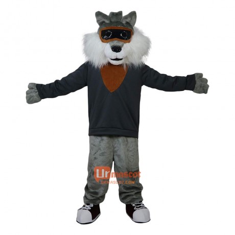 Grey Wildcat Stray Cat Hare Racoon Cartoon Mascot Costume Plush with Mask