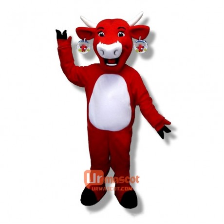 Happy Red Cow Cartoon Mascot Costume Cosplay Outfits