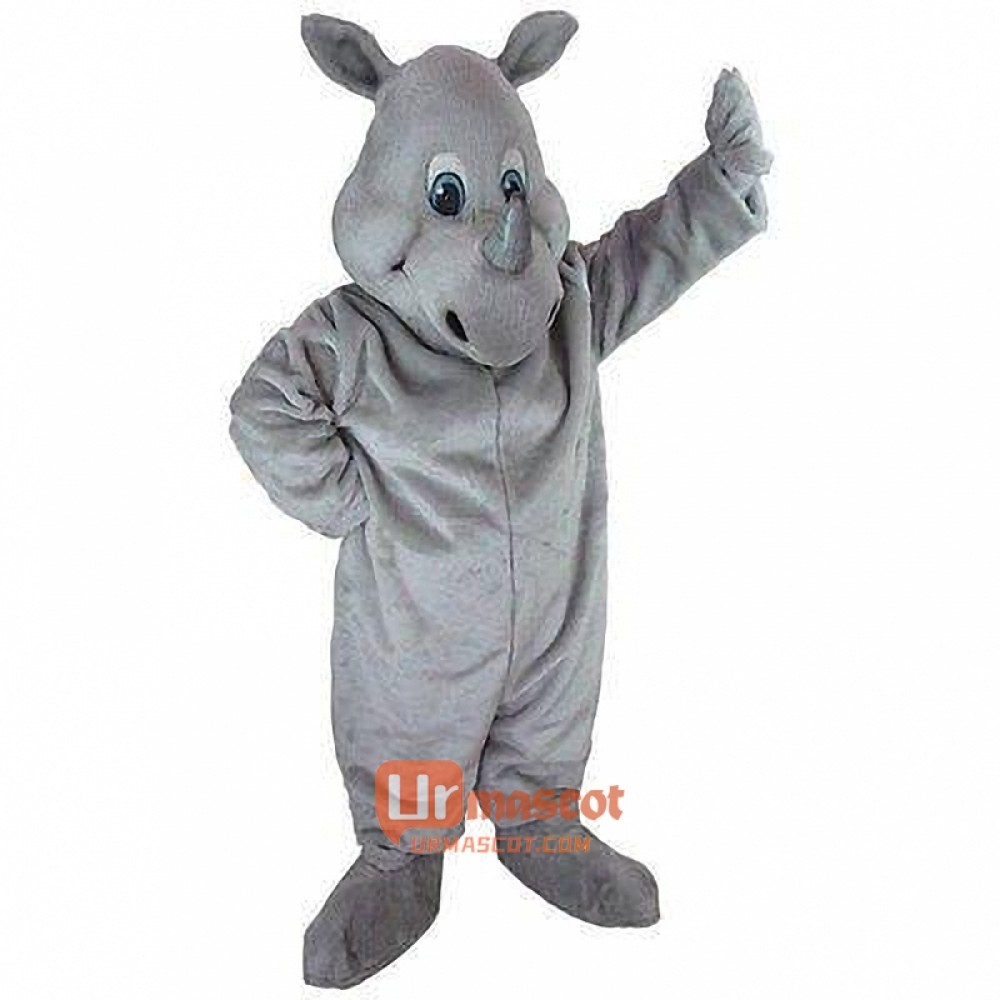 Happy Rhino Cartoon Mascot Costume