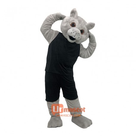 Light gray moving Leopard Cartoon Mascot Costume Plush with Mask