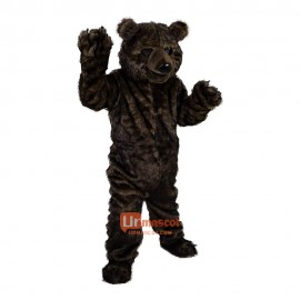 Long Hair Black Bear Cartoon Mascot Costume Plush with Mask