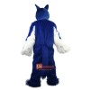 Long Hair Blue Wolf Cartoon Mascot Costume Plush with Mask