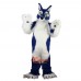 Long Hair Blue Wolf Cartoon Mascot Costume Plush with Mask