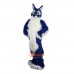 Long Hair Blue Wolf Cartoon Mascot Costume Plush with Mask
