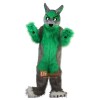 Long Hair Green Wolf Cartoon Mascot Costume Plush with Mask