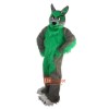 Long Hair Green Wolf Cartoon Mascot Costume Plush with Mask