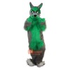 Long Hair Green Wolf Cartoon Mascot Costume Plush with Mask