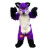 Long Hair Purple Wolf Fox Dog Cartoon Mascot Costume Plush with Mask