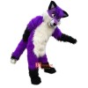 Long Hair Purple Wolf Fox Dog Cartoon Mascot Costume Plush with Mask
