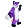Long Hair Purple Wolf Fox Dog Cartoon Mascot Costume Plush with Mask