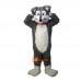 Long-Haired Grey Husky Wolf Cartoon Mascot Costume Plush with Mask
