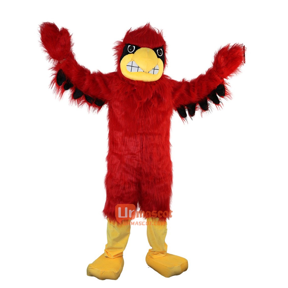 Long Hairy Red Eagle Cartoon Mascot Costume Plush with Mask