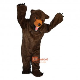 Longhair Brown Bear Cartoon Mascot Costume Plush with Mask