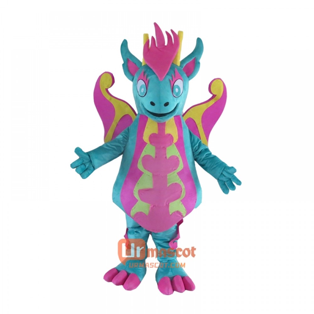 Lovely Colorful Dragon Dinosaur Mascot Cartoon Costume