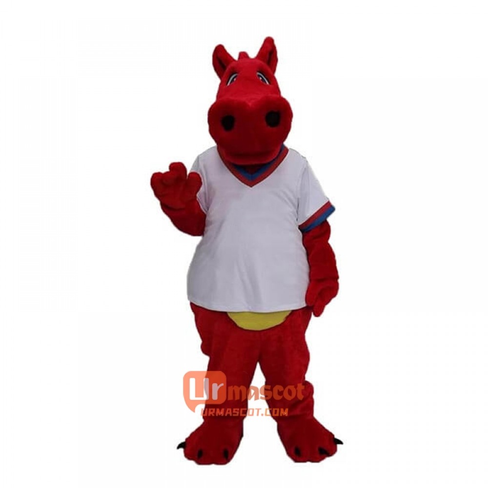 Lovely Red Dragon Cartoon Mascot Costume