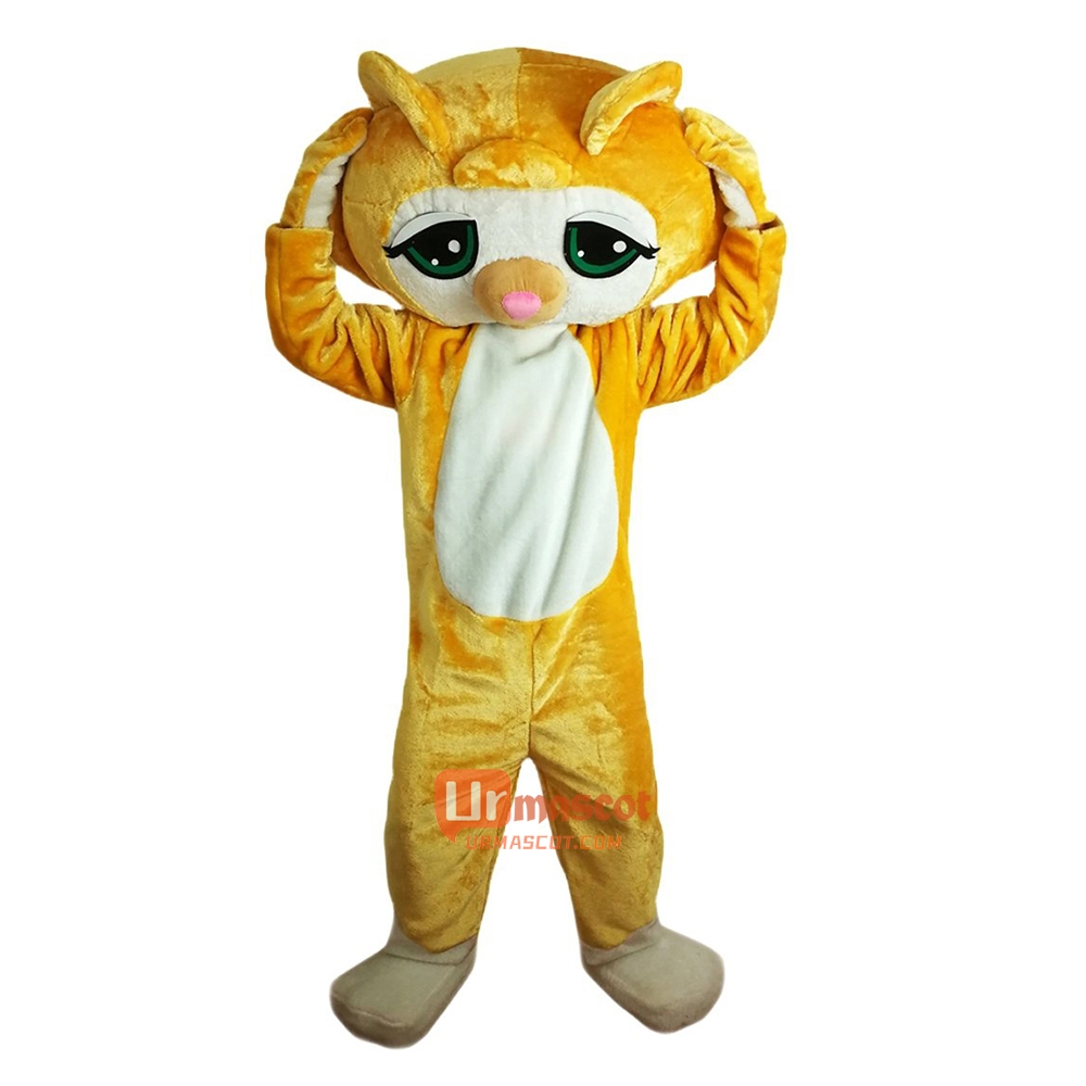 Lovely Yellow Cat Cartoon Mascot Costume Plush with Mask