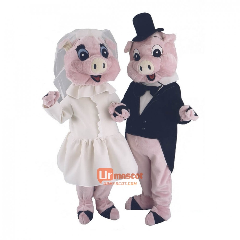 Married Pigs Cartoon Mascot Costume Plush with Mask