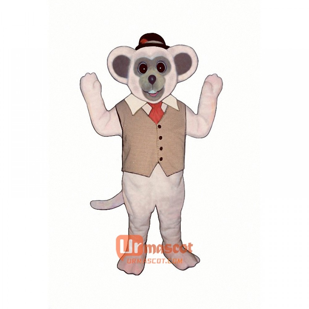 Marty Mouse With Vest And Hat Cartoon Costume Mascot