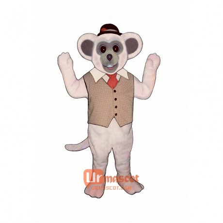 Marty Mouse With Vest And Hat Cartoon Costume Mascot