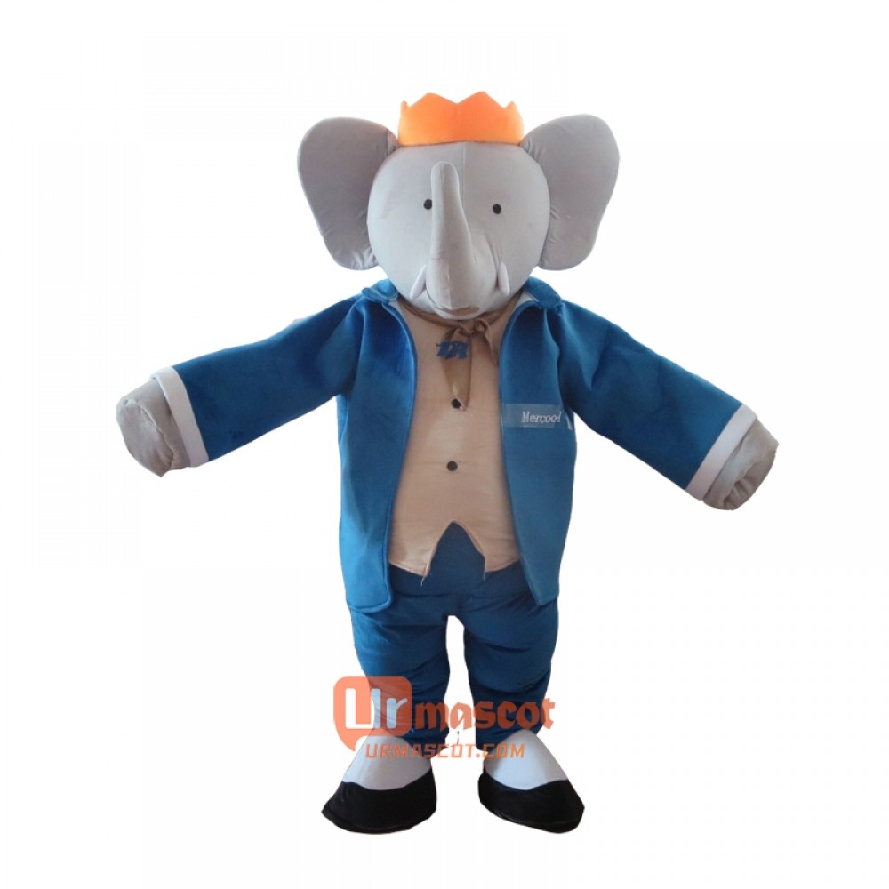 Mr. Blue Elephant Mascot Cartoon Costume