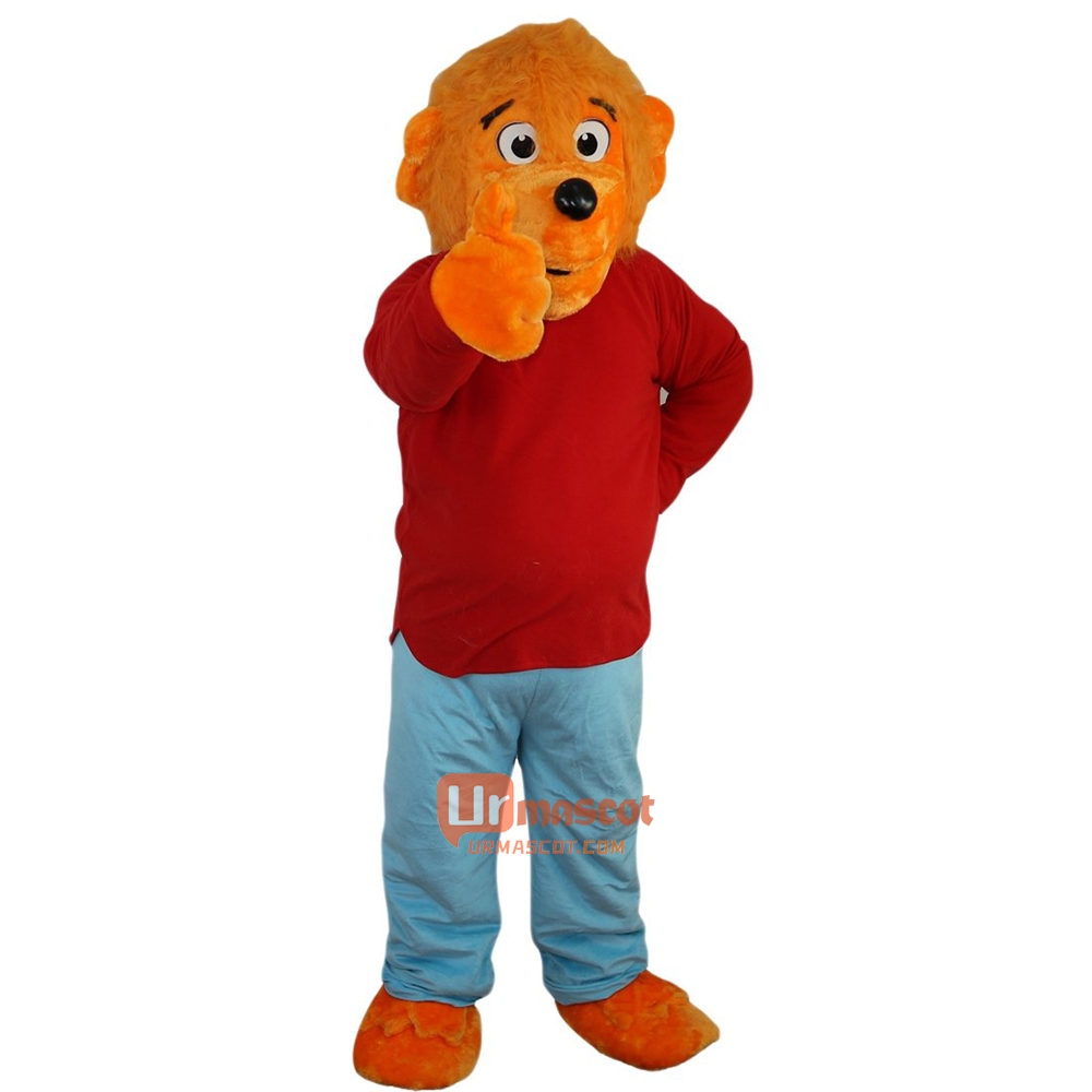 Mr. Orange Bear Cartoon Mascot Costume Plush with Mask
