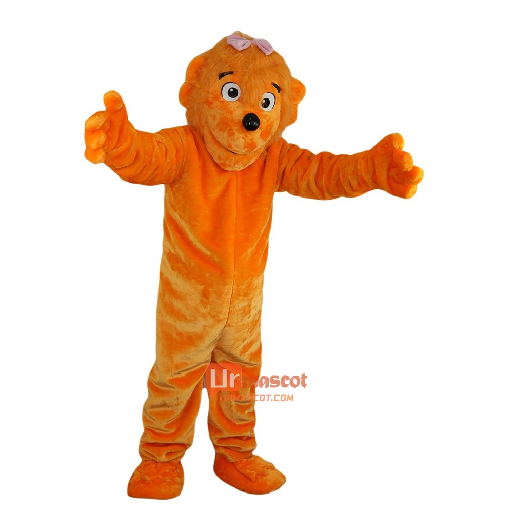 Orange Bear Cartoon Mascot Costume Plush with Mask
