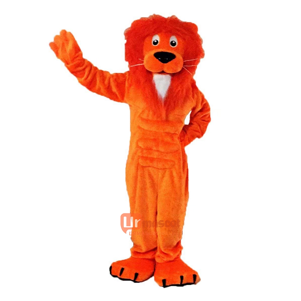 Orange Lion Cartoon Mascot Costume Plush with Mask