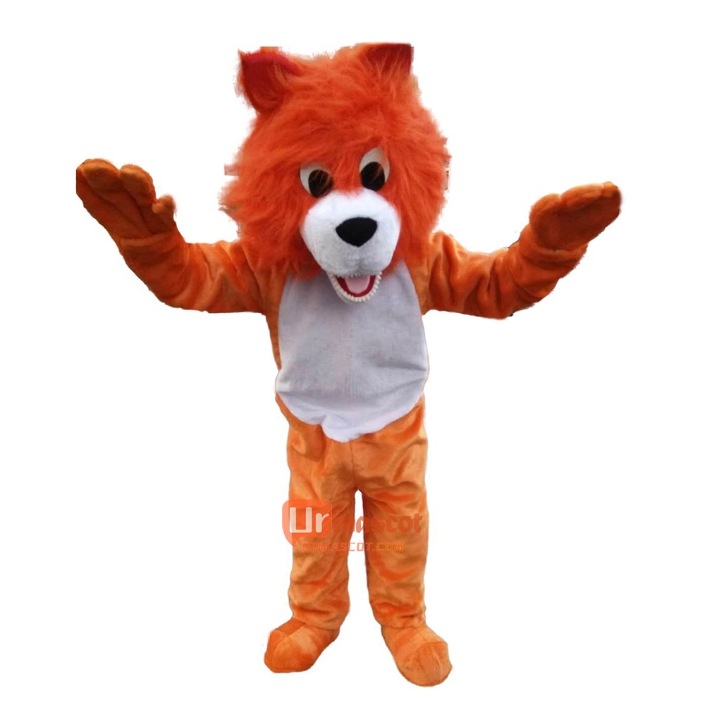 Orange Lion Cartoon Mascot Costume Plush with Mask