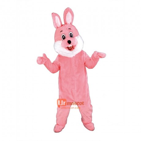 Pink Bunny Cartoon Mascot Costume Plush with Mask