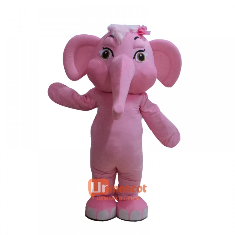 Pink Elephant Character Mascot Cartoon Costume