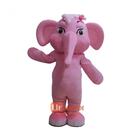 Pink Elephant Character Mascot Cartoon Costume