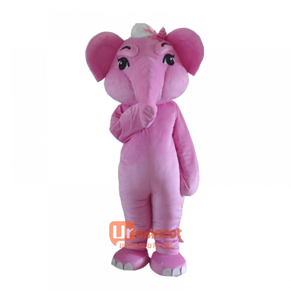 Pink Elephant Mascot Cartoon Costume