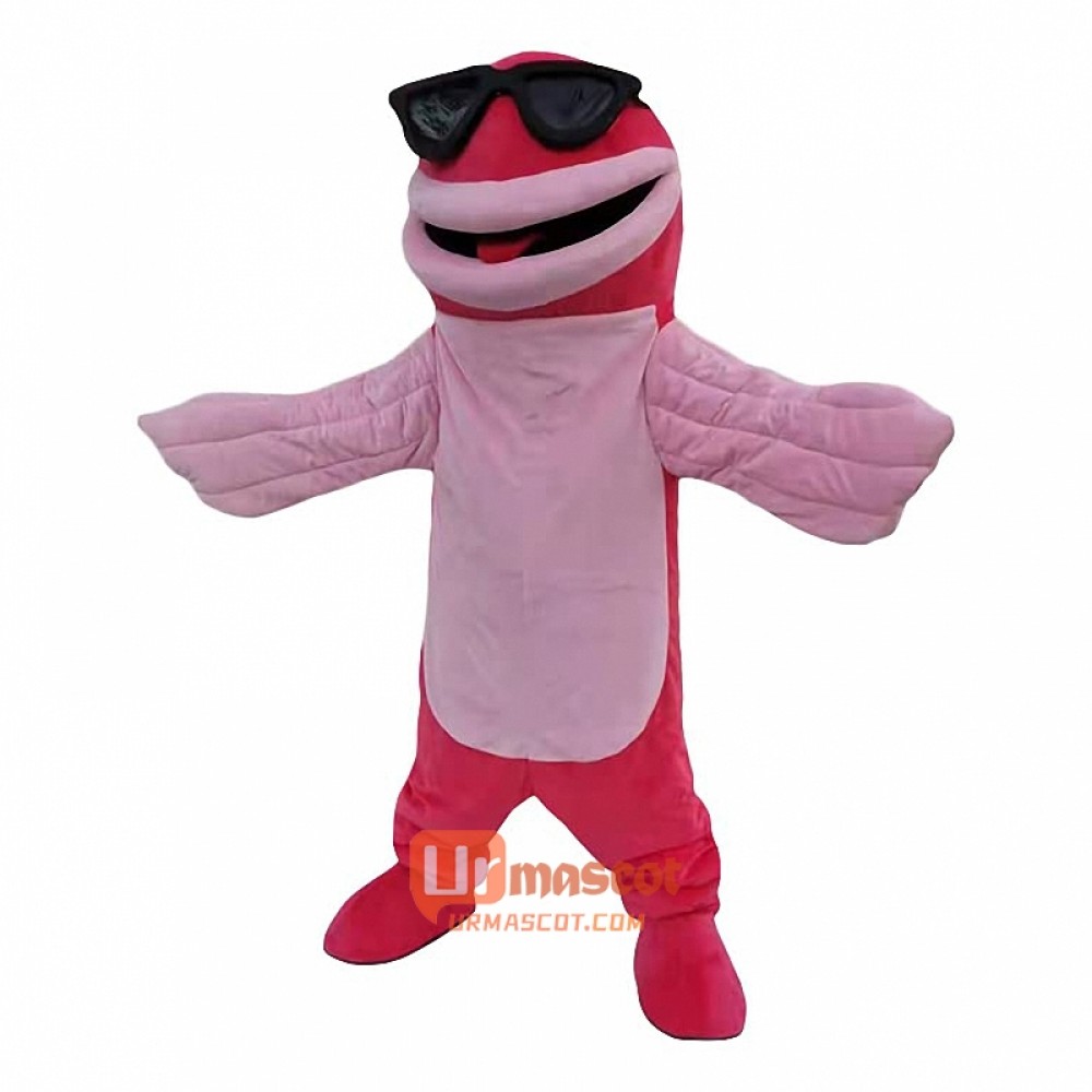 Pink shark Dolphin Cartoon Mascot Costume Plush with Mask