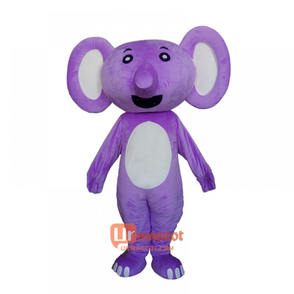 Purple Elephant Mascot Cartoon Costume