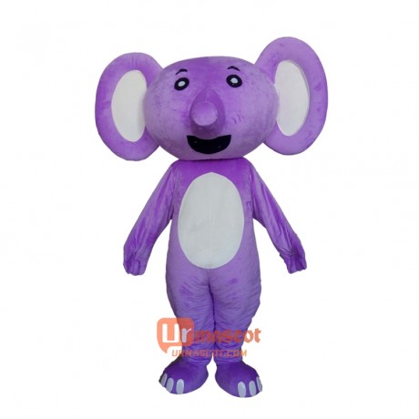 Purple Elephant Mascot Cartoon Costume
