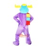 Purple Moose Elk Wapiti Cartoon Mascot Costume Plush with Mask