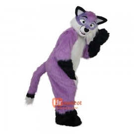 Purple Woolly Wolf Wolves Plush Wolf Cartoon Mascot Costume Plush with Mask