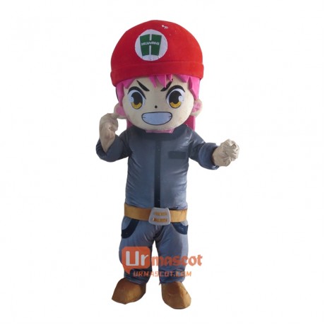 Red Cap Boy Mascot Cartoon Costume