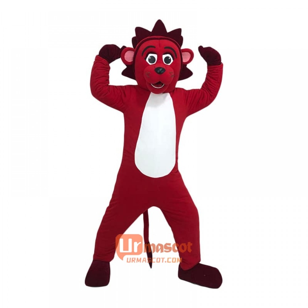 Red lion Cartoon Mascot Costume Plush with Mask
