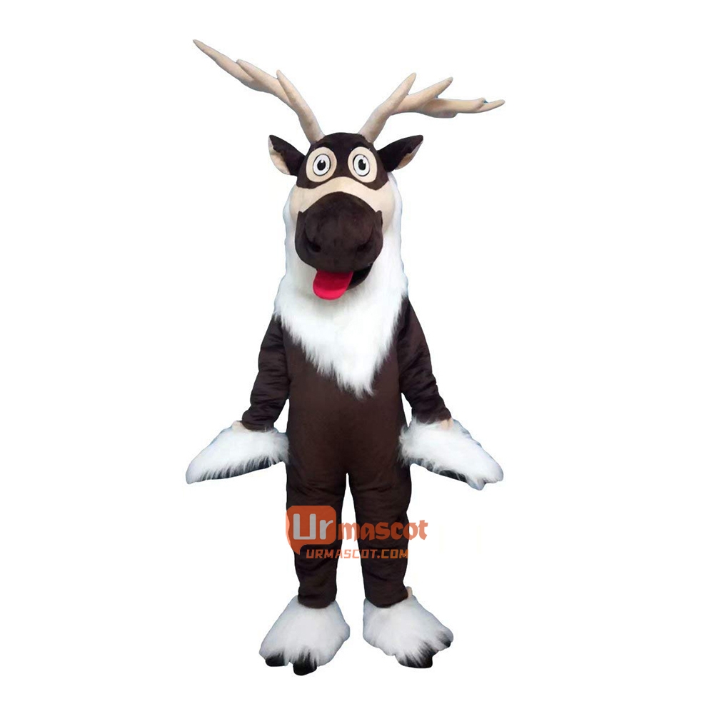 Reindeer Long Hair Quality Cartoon Mascot Costume Plush with Mask