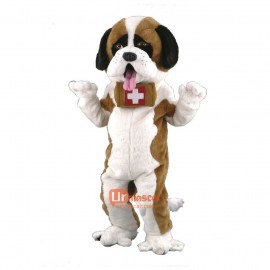 Saint Bernard Dog Cartoon Mascot Costume Plush with Mask