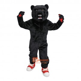 School Ferocious Black Bear Cartoon Mascot Costume