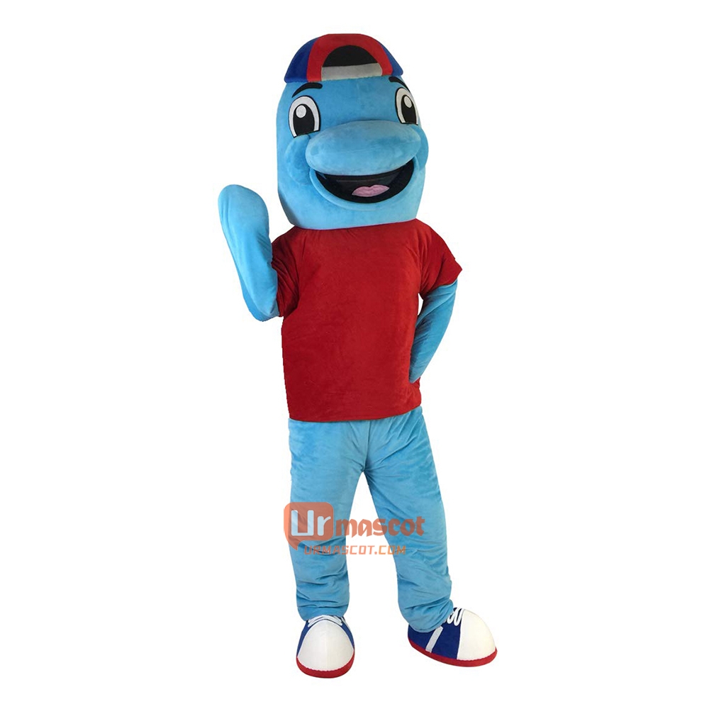 Sport Blue Dolphin Cartoon Mascot Costume Plush with Mask