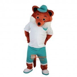 Sport Brown Fox Cartoon Mascot Costume Plush with Mask