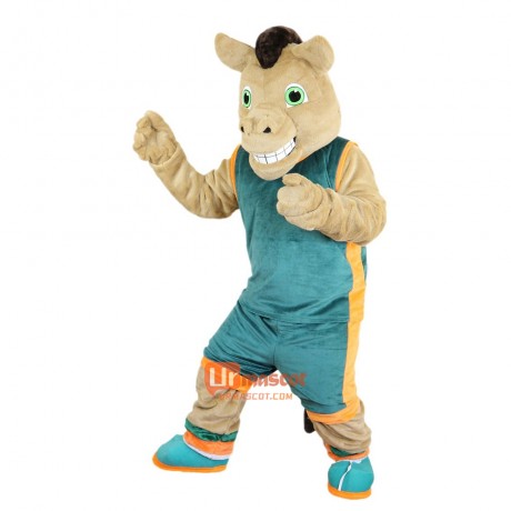 Sport Brown Horse Cartoon Mascot Costume Plush with Mask